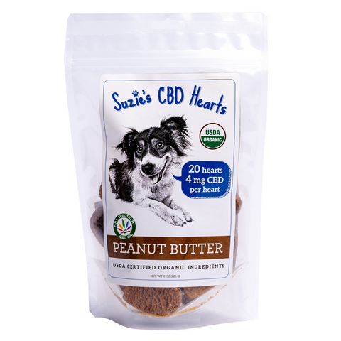Peanut Butter CBD Dog Treat Hearts (4mg)