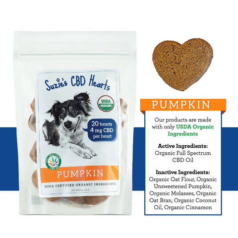 Pumpkin CBD Dog Treat Hearts (4mg)